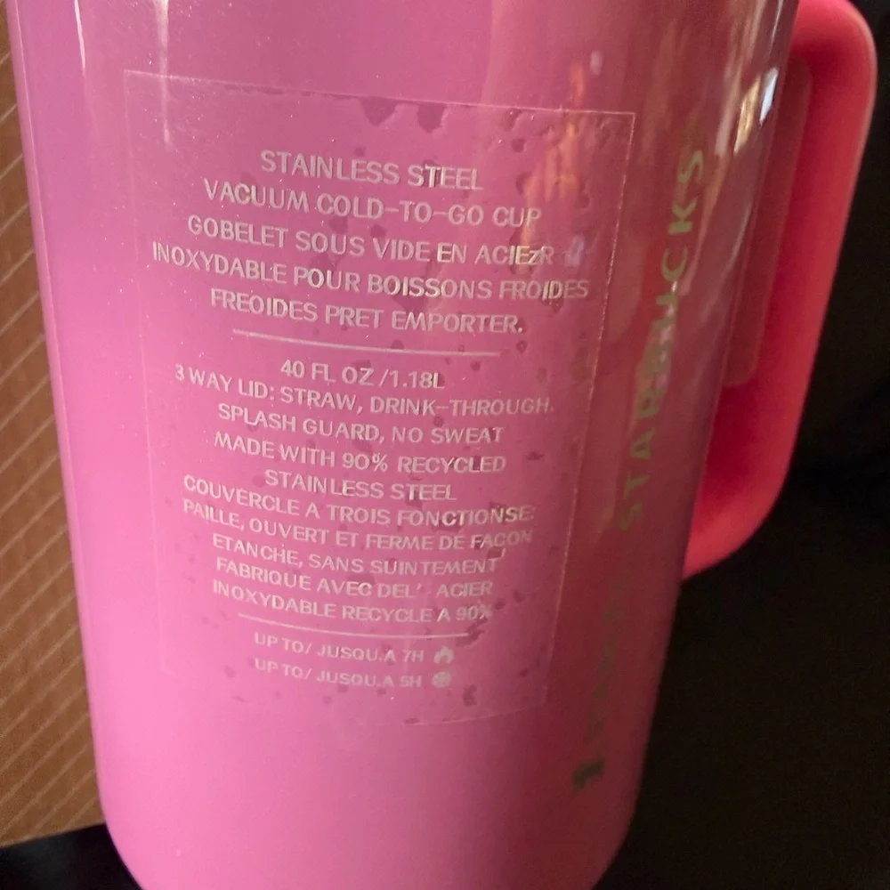 New 40oz Stanley Starbucks Edition Pink Insulated Travel Tumbler with Handle - Picture 6 of 8